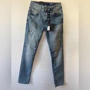 Society Men's Light Blue Distressed Skinny Jeans